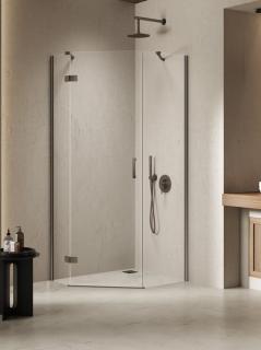 Kabina prysznicowa pięciokątna prawa drzwi uchylne kolor stal szczotkowana 100x80 cm K-4795 New Trendy Nesta Gunmetal Brushed _________________RABAT W_SKLEPIE_________________