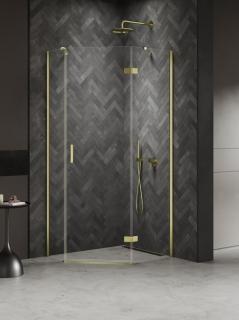 Kabina prysznicowa pięciokątna prawa drzwi uchylne kolor złoto połysk 100x80 cm K-4588 New Trendy Nesta Light Gold _________________RABAT W_SKLEPIE_________________