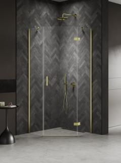 Kabina prysznicowa pięciokątna prawa drzwi uchylne kolor złoto połysk 80x80 cm K-4580 New Trendy Nesta Light Gold _________________RABAT W_SKLEPIE_________________