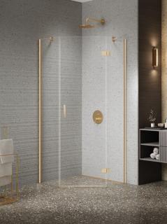 Kabina prysznicowa pięciokątna prawa drzwi uchylne kolor złoto szczotkowane 90x90 cm K-3802 New Trendy Nesta Gold Brushed _________________RABAT W_SKLEPIE_________________