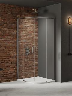 Kabina prysznicowa półokrągła 80x80 kolor stalowy K-4977 Prime New Trendy Gunmetal Brushed _________________RABAT W_SKLEPIE_________________