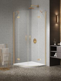 Kabina prysznicowa półokrągła 80x80 złota szczotkowana K-3796 Nesta New Trendy Gold Brushed _________________RABAT W_SKLEPIE_________________