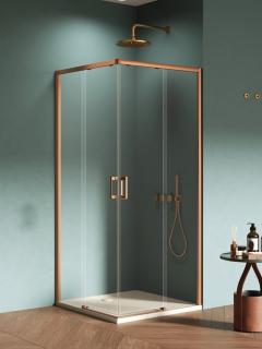 Kabina prysznicowa prostokątna 90x80 miedziana D-0808A/D-0809A Prime New Trendy Copper Brushed _________________RABAT W_SKLEPIE_________________