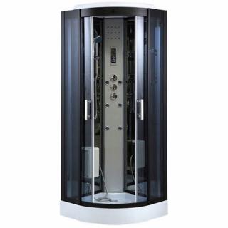 Kabina prysznicowa sauna parowa hydromasaż półokrągła zabudowana czarna 100x100 MO-0513CBS