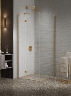 Kabina prysznicowa uchylna lewa kolor złoty szczotkowany 80x80 cm K-4401 New Trendy Nesta Gold Brushed _________________RABAT W_SKLEPIE_________________