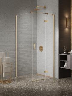 Kabina prysznicowa uchylna prawa kolor złoty szczotkowany 100x100 cm K-4445 New Trendy Nesta Gold Brushed _________________RABAT W_SKLEPIE_________________