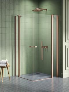 Miedziana szczotkowana kabina prostokątna 100x110 K-2022 New Soleo Copper Brushed New Trendy _________________RABAT W_SKLEPIE_________________