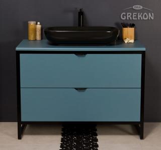 Niebieska szafka z czarną umywalką loft 100 cm New York N ✖️AUTORYZOWANY DYSTRYBUTOR✖️