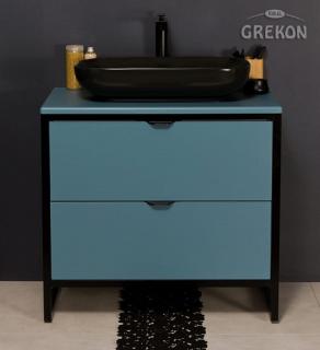 Niebieska szafka z czarną umywalką loft 80 cm New York N ✖️AUTORYZOWANY DYSTRYBUTOR✖️
