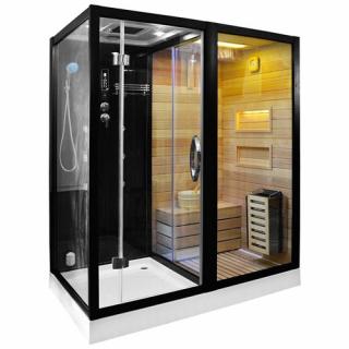 Sauno kabina prysznicowa prostokątna czarna 180x110 cm MO-1752B PRAWA TRIO