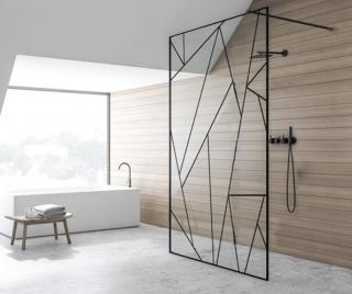 Ścianka prysznicowa 100 cm czarne szprosy szkło 8mm Swiss Liniger