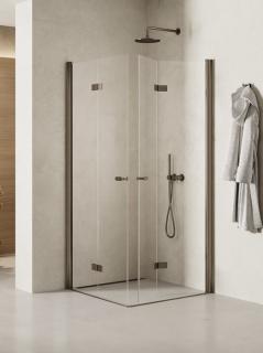 Stalowa szczotkowana kabina prostokątna składana 80x70 K-2245 New Soleo Gunmetal Brushed New Trendy _________________RABAT W_SKLEPIE_________________