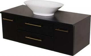 Szafka łazienkowa wisząca 120/50 cm czarny mat z umywalką nablatową Belli Gold Gante ✖️AUTORYZOWANY DYSTRYBUTOR✖️