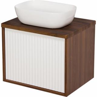 Szafka łazienkowa wisząca z umywalką dąb wenge/biały mat 60 cm Venus Gante