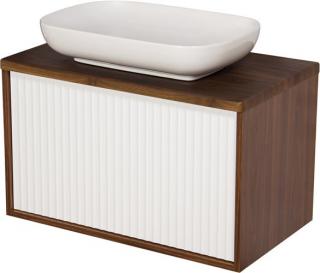 Szafka łazienkowa wisząca z umywalką dąb wenge/biały mat 80 cm Venus Gante