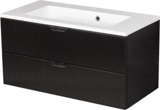 Szafka łazienkowa z umywalką wisząca szklane fronty czarny mat 80 cm Bravia Gante