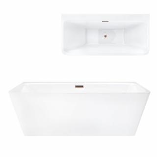 Wanna akrylowa, przyścienna wolnostojąca Iseo Corsan 150 cm korek klik-klak miedziany