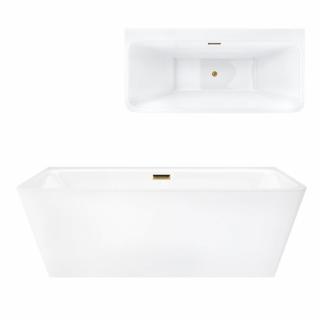 Wanna akrylowa, przyścienna wolnostojąca Iseo Corsan 150 cm korek klik-klak złoty