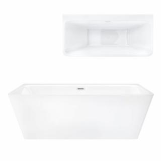 Wanna akrylowa, przyścienna wolnostojąca Iseo Corsan 160 cm korek klik-klak biały