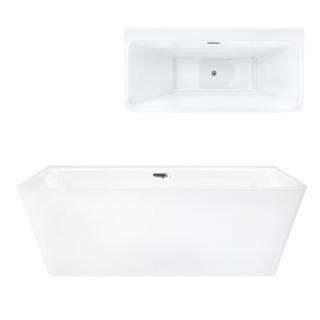 Wanna akrylowa, przyścienna wolnostojąca Iseo Corsan 160 cm korek klik-klak chrom