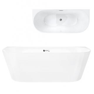 Wanna akrylowa, przyścienna wolnostojąca Mono Corsan 160 cm korek klik-klak chrom