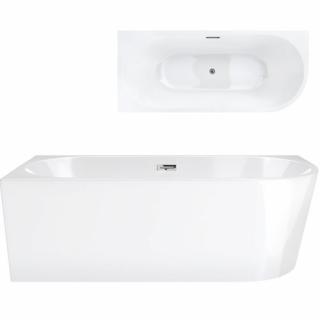 Wanna narożna przyścienna 150 cm Intero Corsan Lewa korek klik-klak chrom