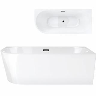 Wanna narożna przyścienna 150 cm Intero Corsan Prawa korek klik-klak czarny