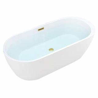 Wanna wolnostojąca biała przelew i korek złoty szczotkowany 150 cm Porto Hydrosan _________WYSYŁKA 24H__________