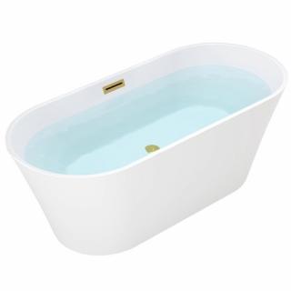 Wanna wolnostojąca biała przelew oraz korek złoty szczotkowany 170 cm Lizbona Hydrosan _________WYSYŁKA 24H__________