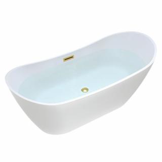 Wanna wolnostojąca biała przelew oraz korek złoty szczotkowany 180 cm Rica Hydrosan _________WYSYŁKA 24H__________