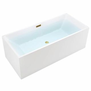 Wanna wolnostojąca prostokątna przelew i korek złoty szczotkowany 150 cm Santa Hydrosan _________WYSYŁKA 24H__________