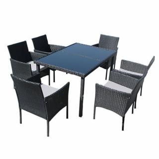 Zestaw mebli ogrodowych z technorattanu stół oraz krzesła dla 6 osób Grande