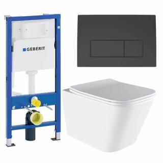 Zestaw podtynkowy stelaż GEBERIT DUOFIX + miska AQUA-WH-03 + przycisk DELTA 50 czarny mat _________WYSYŁKA 24H__________