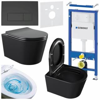 Zestaw podtynkowy stelaż GEBERIT DUOFIX + miska ELITE-MTB-03 + przycisk DELTA 50 czarny mat _________WYSYŁKA 24H__________