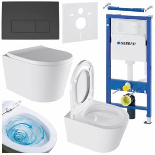 Zestaw podtynkowy stelaż GEBERIT DUOFIX + miska ELITE-WH-02 + przycisk DELTA 50 czarny mat _________WYSYŁKA 24H__________