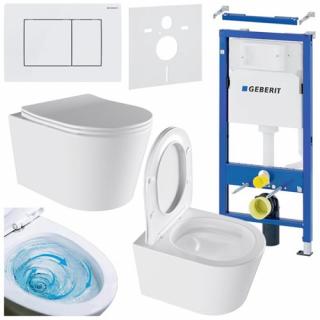 Zestaw podtynkowy stelaż GEBERIT DUOFIX + miska ELITE-WH-03 + przycisk DELTA 30 biały _________WYSYŁKA 24H__________