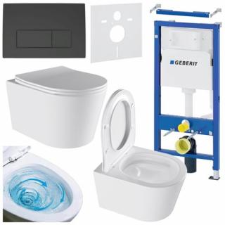 Zestaw podtynkowy stelaż GEBERIT DUOFIX + miska ELITE-WH-03 + przycisk DELTA 50 czarny mat _________WYSYŁKA 24H__________