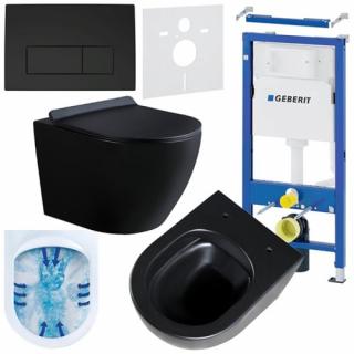 Zestaw podtynkowy stelaż GEBERIT DUOFIX + miska MIZU-MTB-RIM-01 + przycisk DELTA 50 czarny mat _________WYSYŁKA 24H__________
