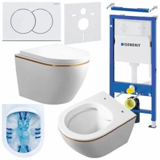 Zestaw podtynkowy stelaż GEBERIT DUOFIX + miska MIZU-WH-GL-RIM-02 + przycisk DELTA 01 biały _________WYSYŁKA 24H__________