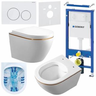 Zestaw podtynkowy stelaż GEBERIT DUOFIX + miska MIZU-WH-GL-RIM-02 + przycisk DELTA 20 biały _________WYSYŁKA 24H__________