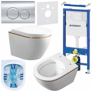 Zestaw podtynkowy stelaż GEBERIT DUOFIX + miska MIZU-WH-GL-RIM-02 + przycisk DELTA 20 chrom _________WYSYŁKA 24H__________