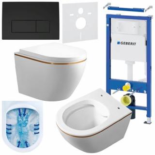Zestaw podtynkowy stelaż GEBERIT DUOFIX + miska MIZU-WH-GL-RIM-02 + przycisk DELTA 50 czarny mat _________WYSYŁKA 24H__________