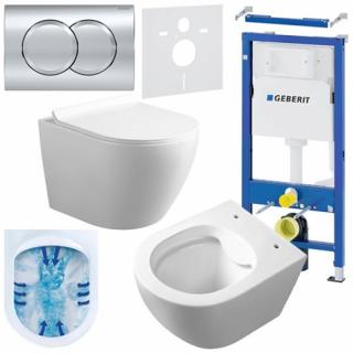 Zestaw podtynkowy stelaż GEBERIT DUOFIX + miska MIZU-WH-RIM-01 + przycisk DELTA 01 chrom _________WYSYŁKA 24H__________
