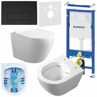 Zestaw podtynkowy stelaż GEBERIT DUOFIX + miska MIZU-WH-RIM-01 + przycisk DELTA 50 czarny mat _________WYSYŁKA 24H__________