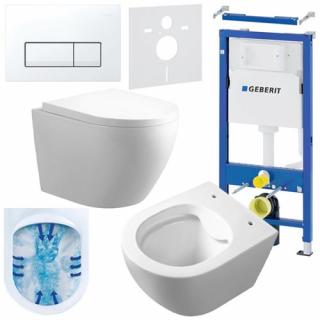 Zestaw podtynkowy stelaż GEBERIT DUOFIX + miska MIZU-WH-RIM-02 + przycisk DELTA 50 biały _________WYSYŁKA 24H__________