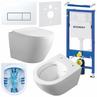 Zestaw podtynkowy stelaż GEBERIT DUOFIX + miska MIZU-WH-RIM-03 + przycisk DELTA 50 biały _________WYSYŁKA 24H__________