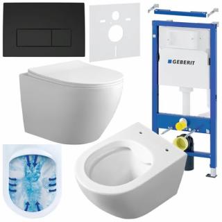 Zestaw podtynkowy stelaż GEBERIT DUOFIX + miska MIZU-WH-RIM-03 + przycisk DELTA 50 czarny mat _________WYSYŁKA 24H__________