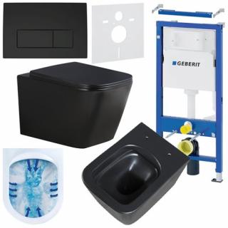 Zestaw podtynkowy stelaż GEBERIT DUOFIX + miska RAIN-MTB-RIM-03 + przycisk DELTA 50 czarny mat _________WYSYŁKA 24H__________