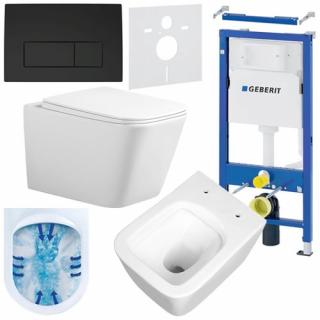 Zestaw podtynkowy stelaż GEBERIT DUOFIX + miska RAIN-WH-RIM-03 + przycisk DELTA 50 czarny mat _________WYSYŁKA 24H__________