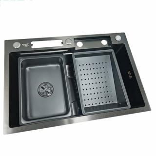 Zlewozmywak kuchenny stalowy jednokomorowy czarny COBA 75X46 ASI 304